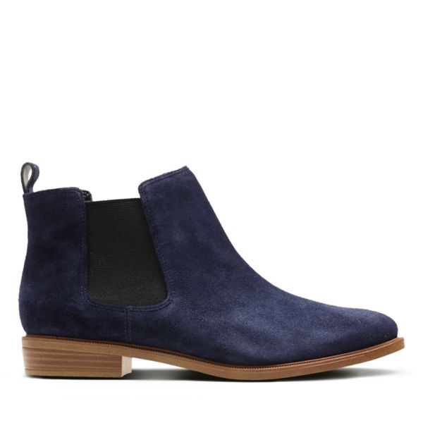 Clarks Womens Taylor Shine Ankle Boots Navy | UK-6293751 - Click Image to Close